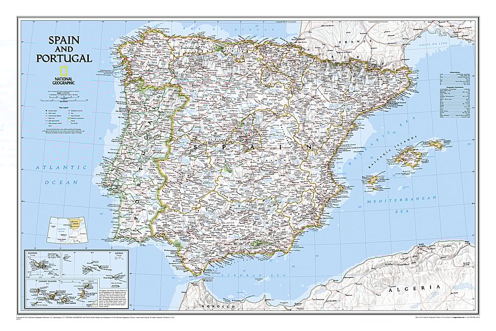 Spain & Portugal Wall Map by National Geographic
