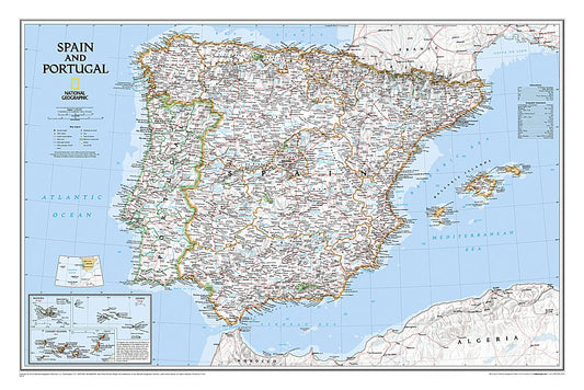 Spain & Portugal Wall Map by National Geographic