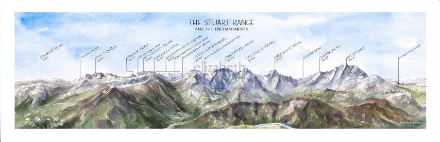 Stuart Range Map Stuart Range & The Enchantments - Watercolor by Elizabeth Person ...