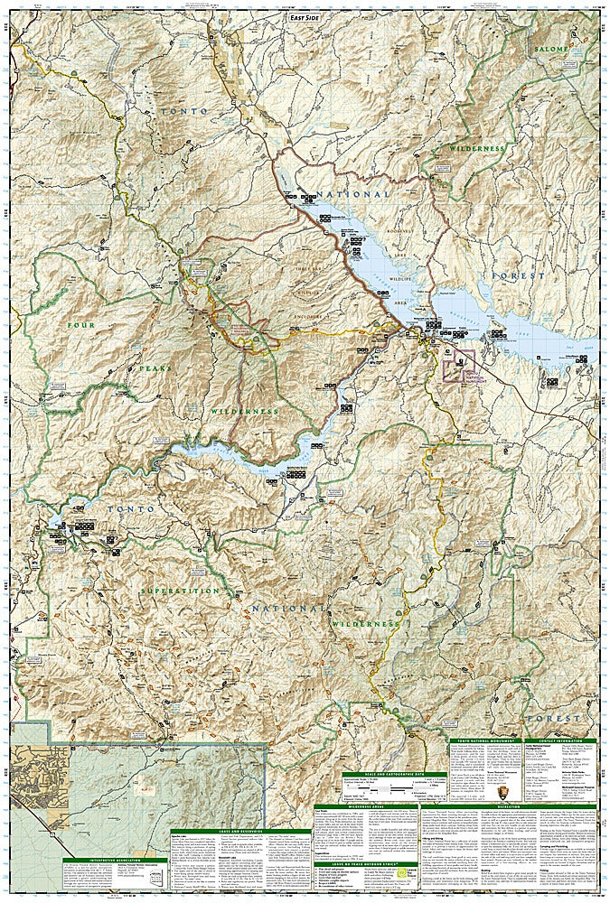 Superstition & Four Peaks Wilderness Areas Trails Illustrated Topographic Map #851 - Map Detail