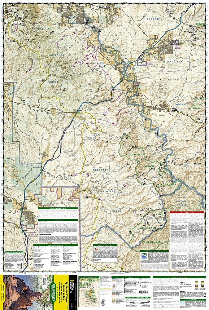 Sycamore Canyon & Verde Valley Trails Illustrated Topographic Map #854 - Map Detail