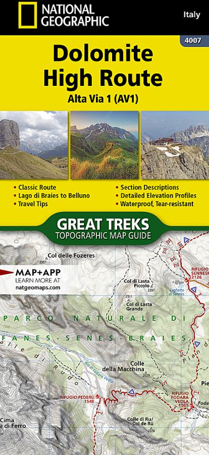Dolomite High Route (Alta Via 1) Great Treks Topographic Map Guide by National Geographic - Cover