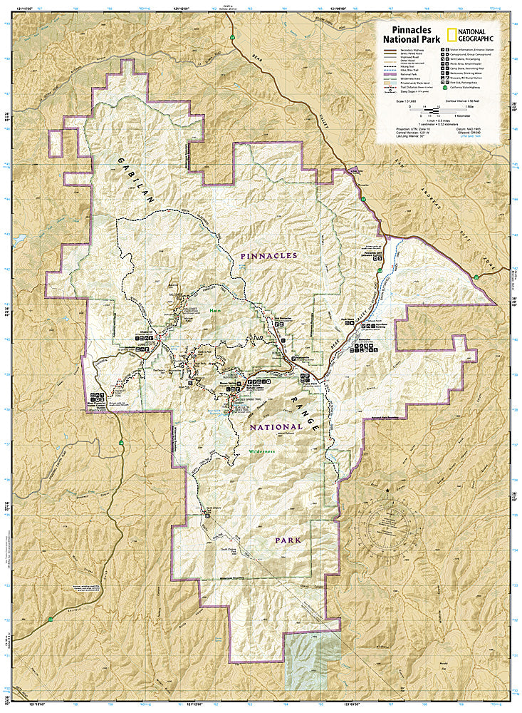 Pinnacles National Park Trails Illustrated Topographic Map #270 - Map