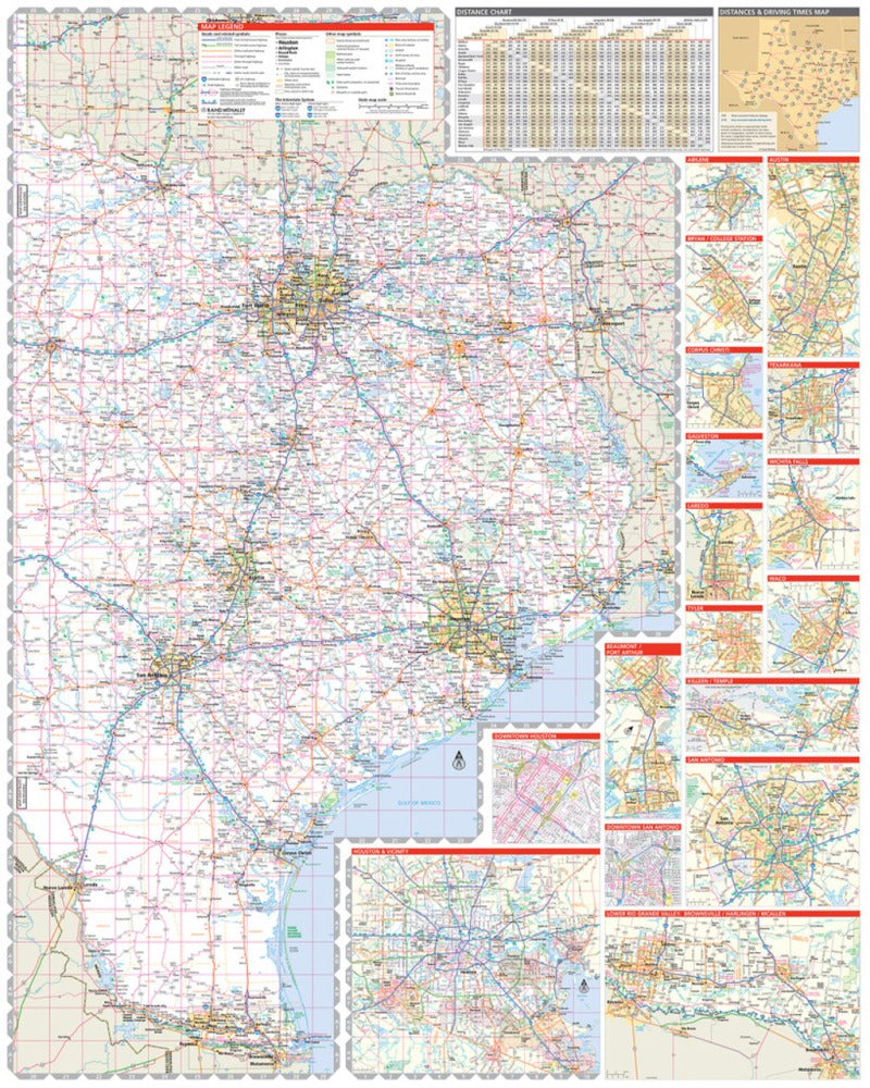 Texas State Highway Folded Map by Rand McNally (Easy to Read) - East Map