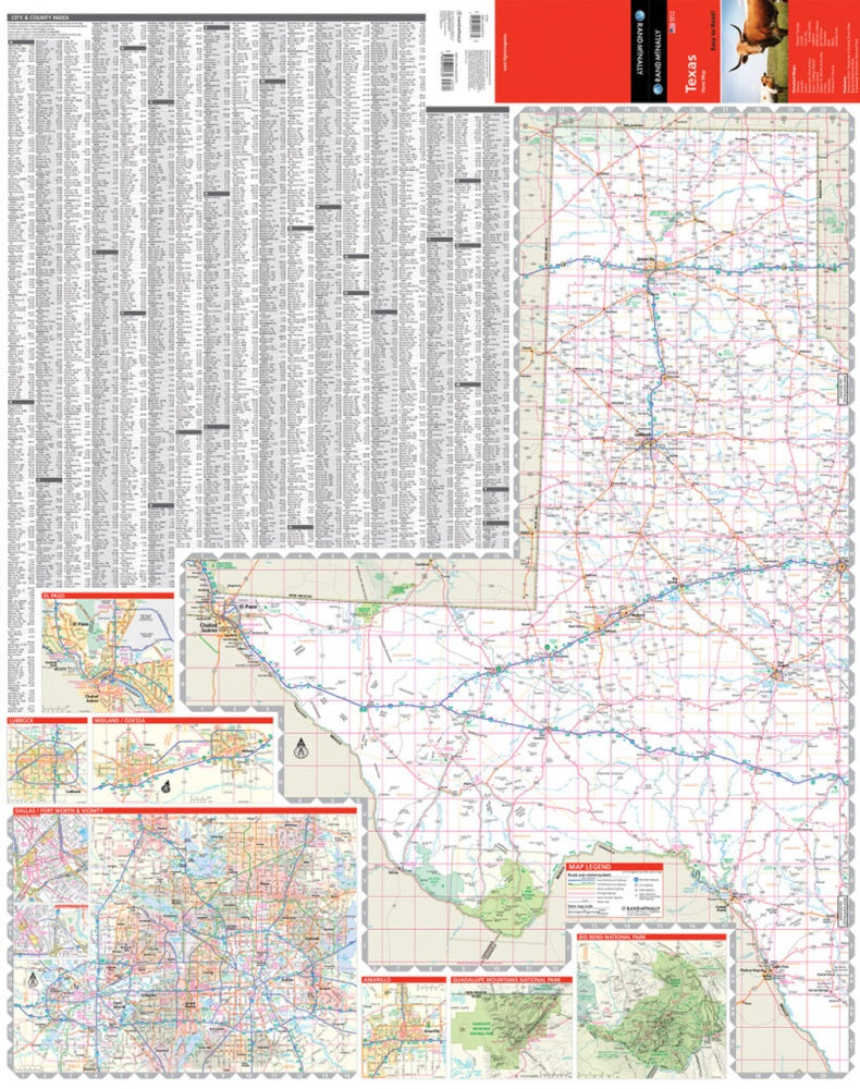 Texas State Highway Folded Map by Rand McNally (Easy to Read) - West Map