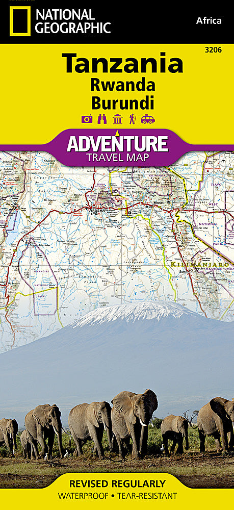 Tanzania, Rwanda & Burundi Adventure Travel Map by National Geographic - Cover