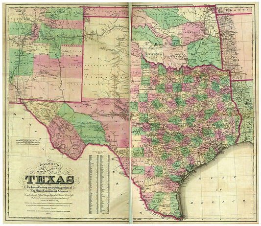 Antique Map of Texas 1872