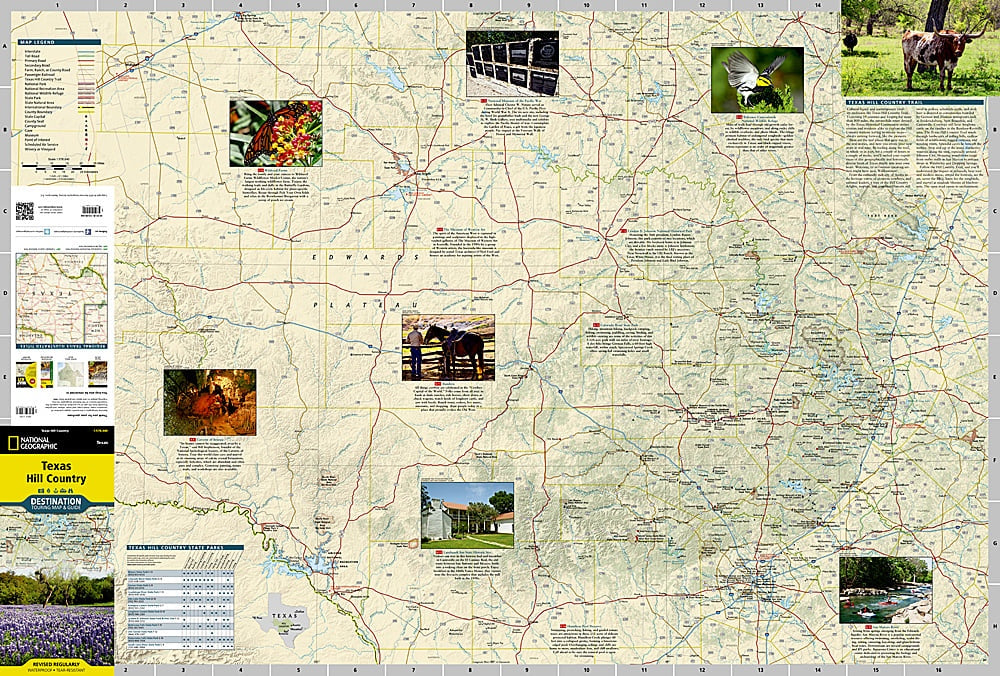 Texas Hill Country Touring Map & Guide by National Geographic - Map Detail
