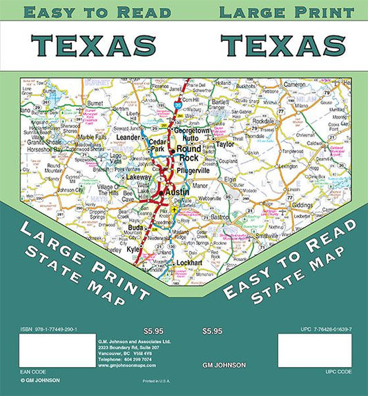 Texas Large Print Road Map