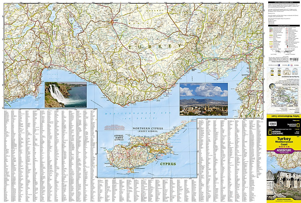 Turkey Mediterranean Coast Adventure Travel Map by National Geographic - Map Detail