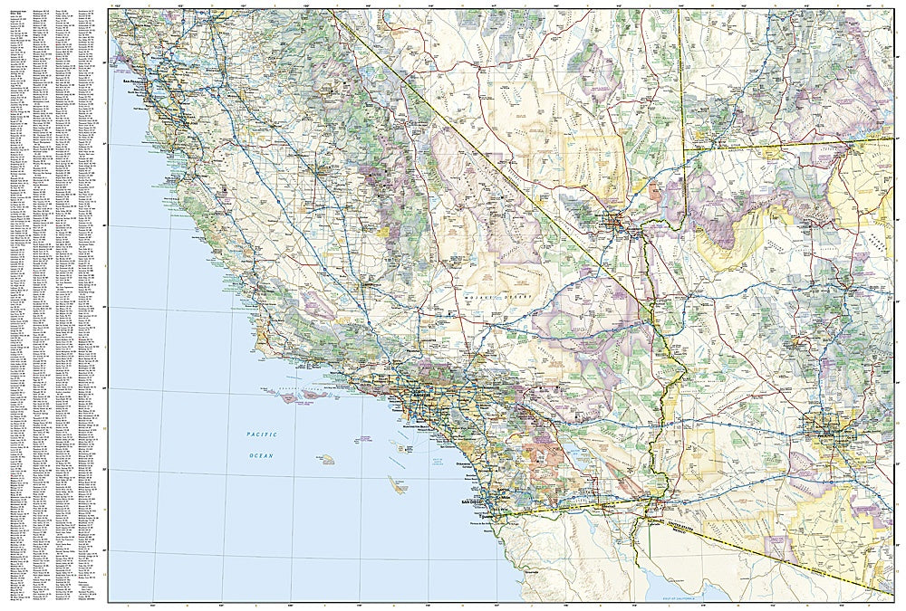 U.S. California & Nevada Adventure Travel Map by National Geographic - Map, South