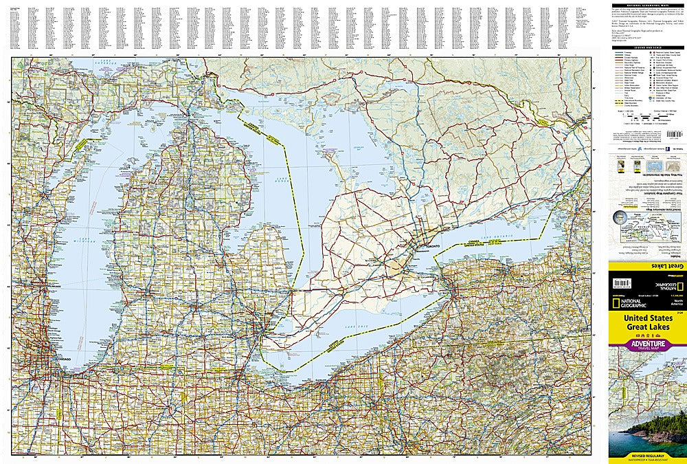U.S. Great Lakes Adventure Travel Map by National Geographic - Map Detail