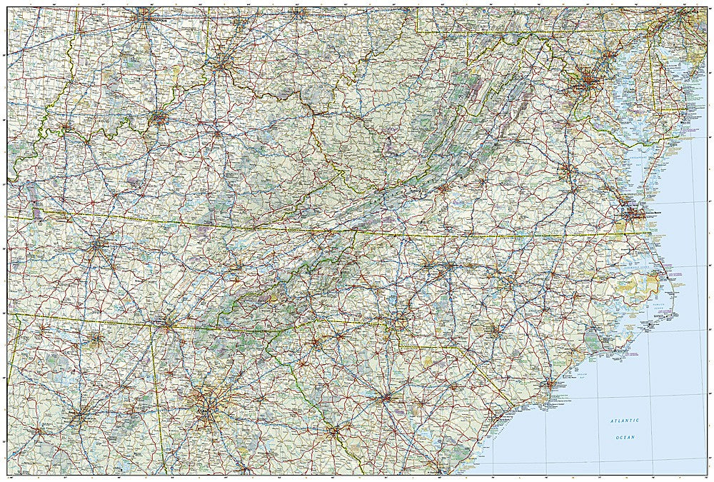 U.S. Southeast Adventure Travel Map by National Geographic - Map Detail