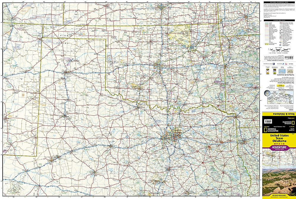 U.S Texas & Oklahoma Adventure Travel Map by National Geographic - Map Detail