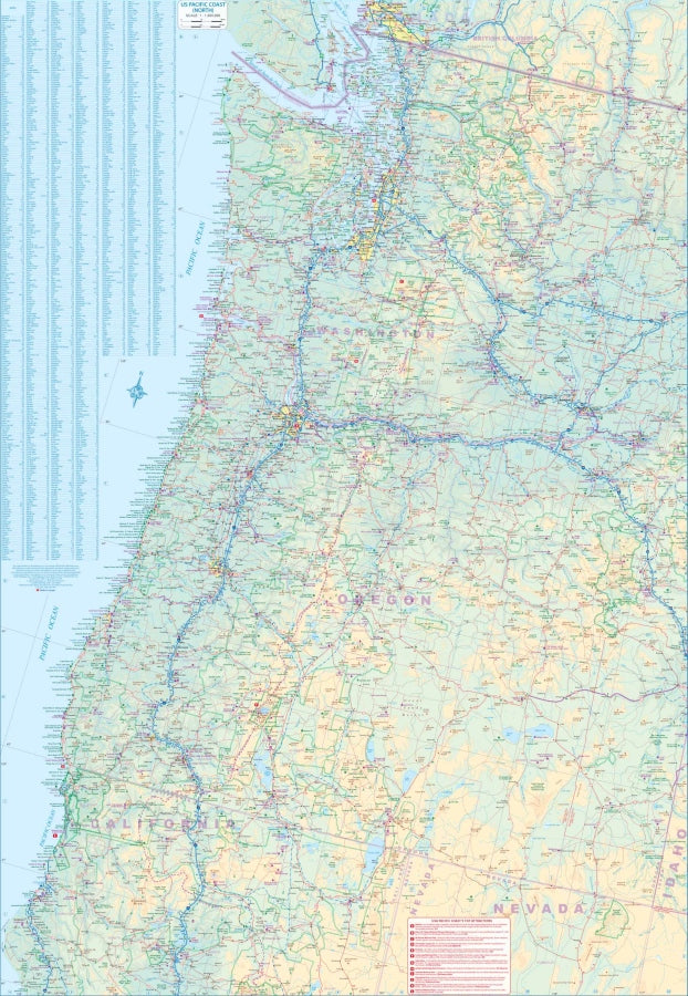 Pacific Coast Travel & Reference Map by ITMB - North Map