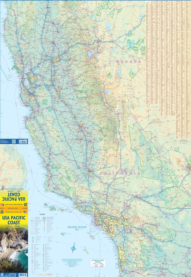 Pacific Coast Travel & Reference Map by ITMB - South Map