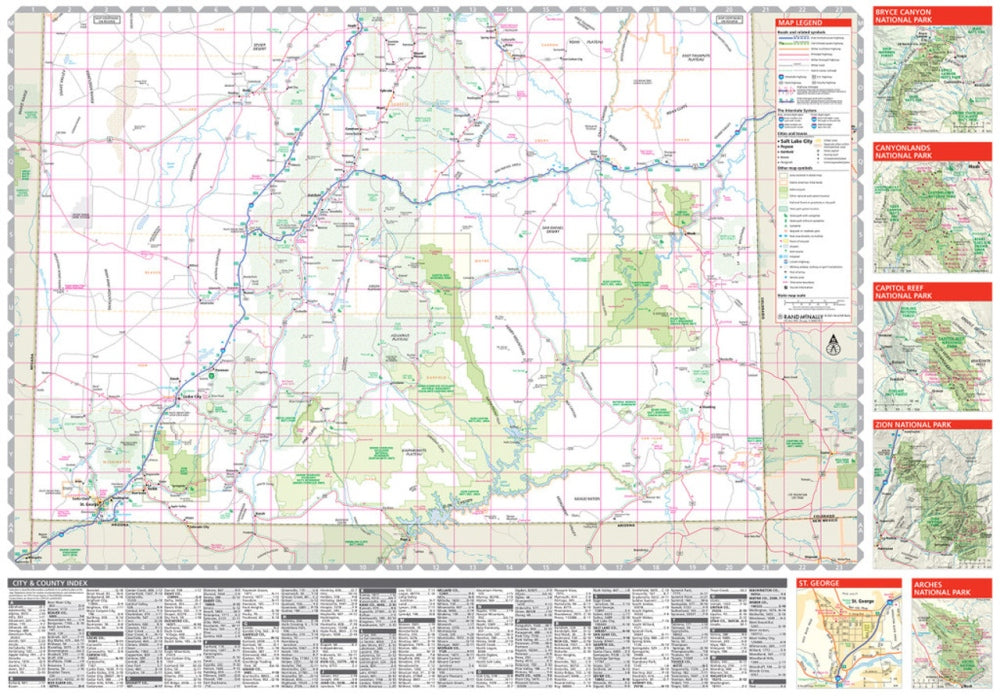 Utah State Highway Folded Map by Rand McNally (Easy to Read) - South Map