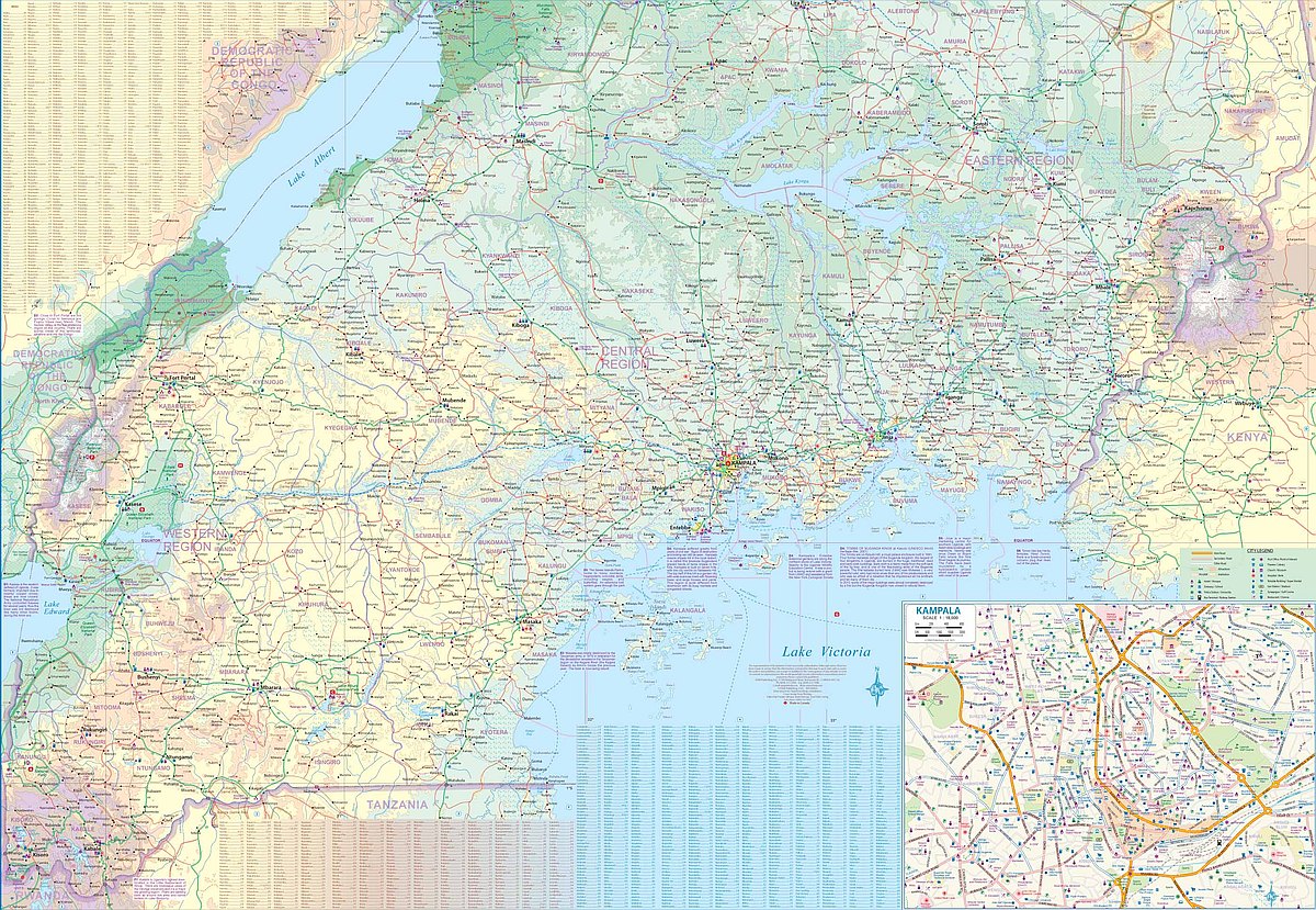 Uganda Travel & Reference Map by ITMB - South Map