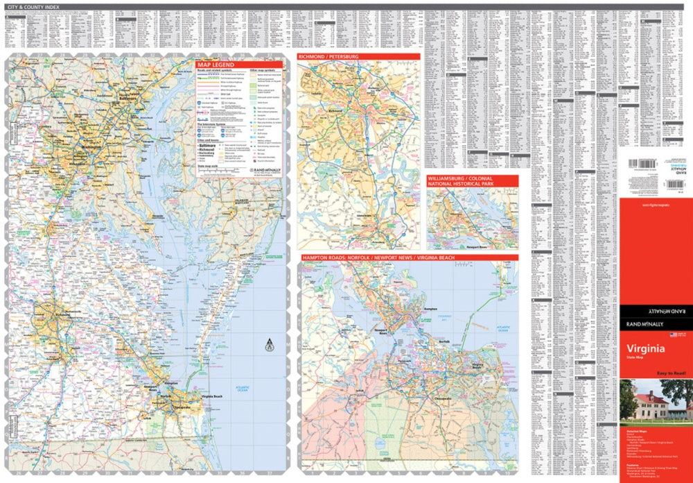 Virginia State Highway Folded Map by Rand McNally (Easy to Read) - East Map