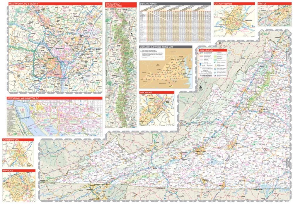 Virginia State Highway Folded Map by Rand McNally (Easy to Read) - West Map