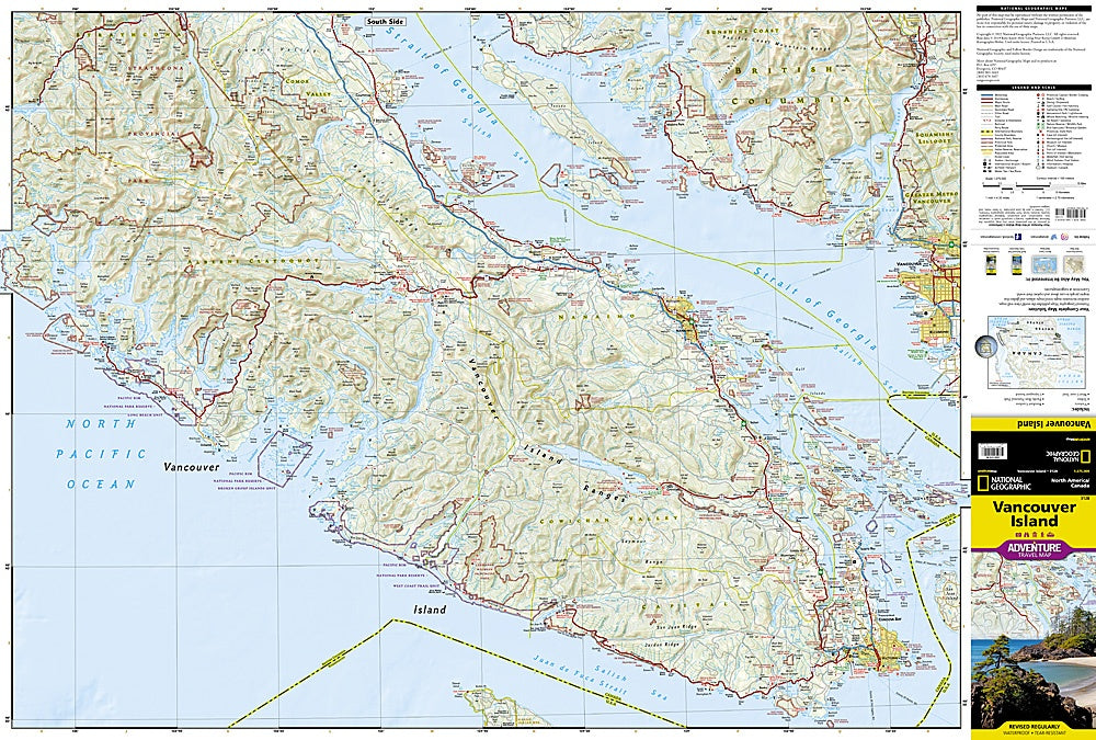 Vancouver Island Adventure Travel Map by National Geographic - South Map