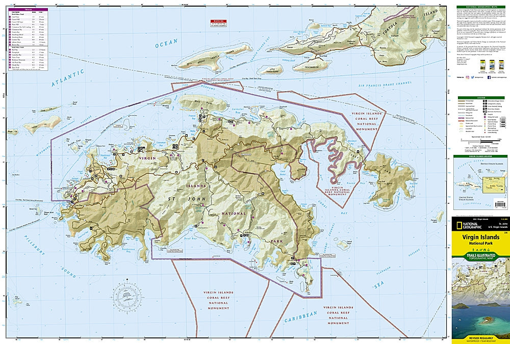 Virgin Islands National Park Trails Illustrated Topographic Map #236 - Map Detail