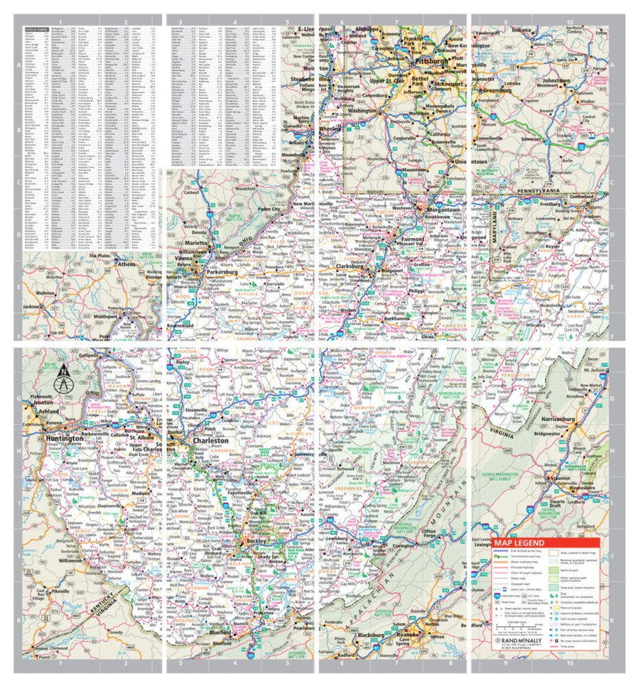 West Virginia State Highway Laminated Map by Rand McNally (Easy to Fold) - Map