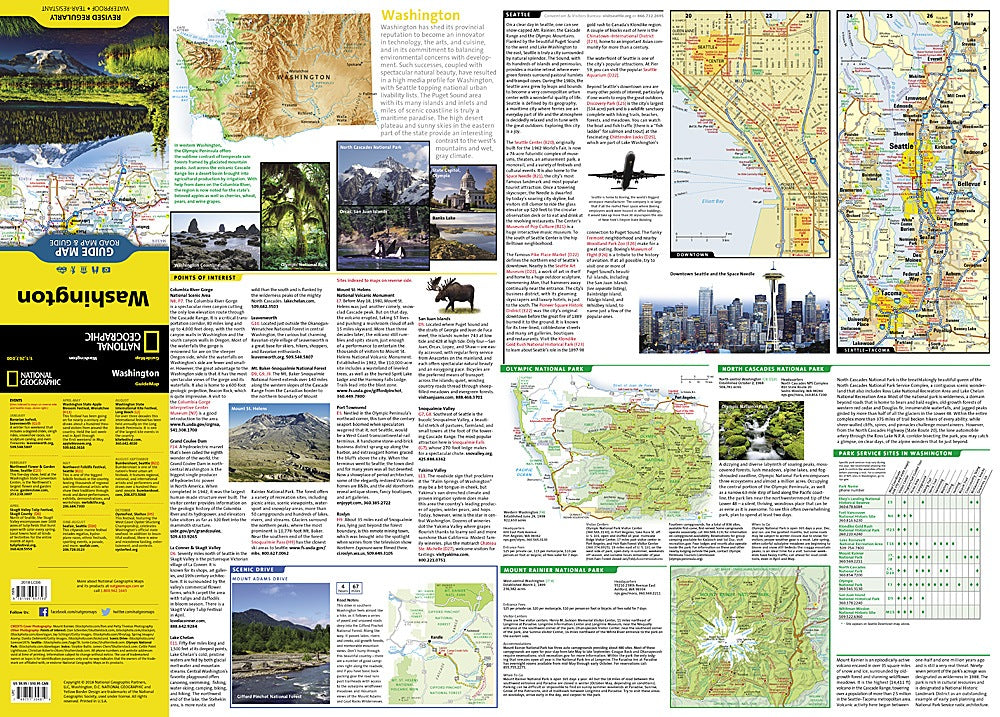 Washington State Road Map & Guide by National Geographic - Info Guide