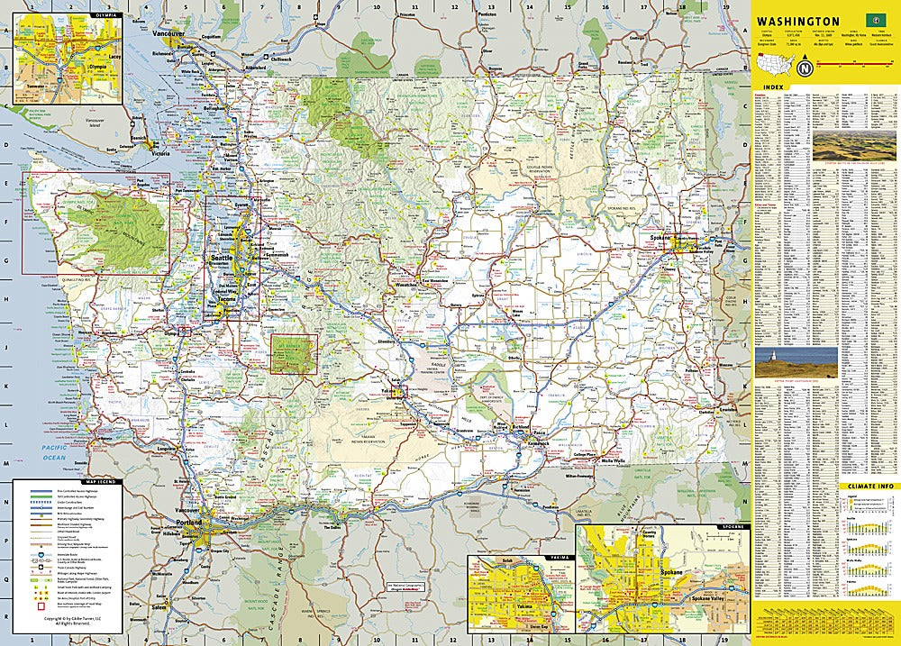 Washington State Road Map & Guide by National Geographic - Map Detail