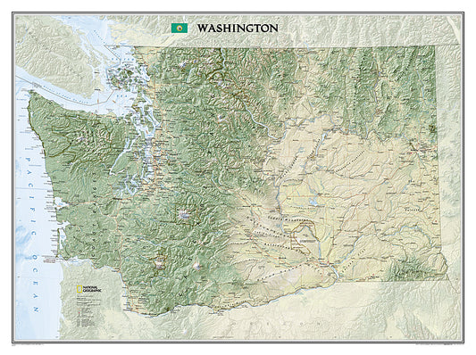 Washington State Wall Map by National Geographic