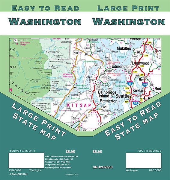 Washington State Large Print Road Map