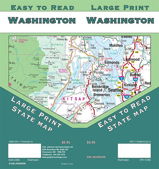 Washington State Large Print Road Map