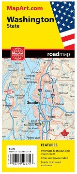 Map of Washington State, folded