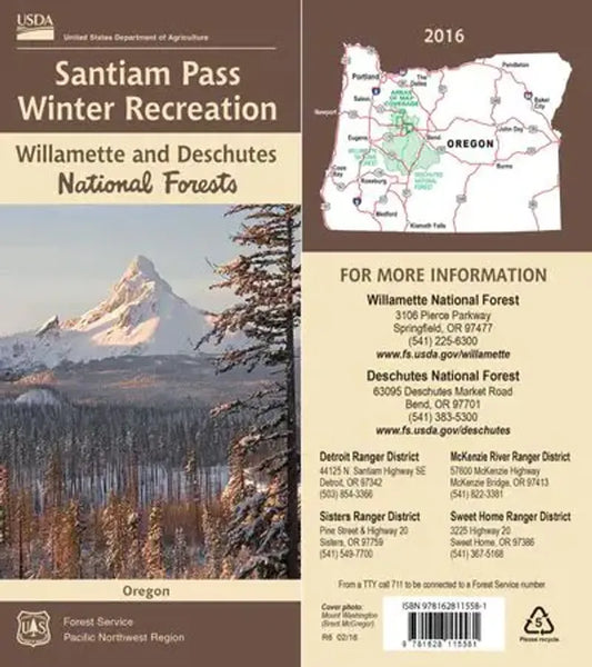 Willamette National Forest - Santiam Pass Winter Recreation Forest Service Map - Cover