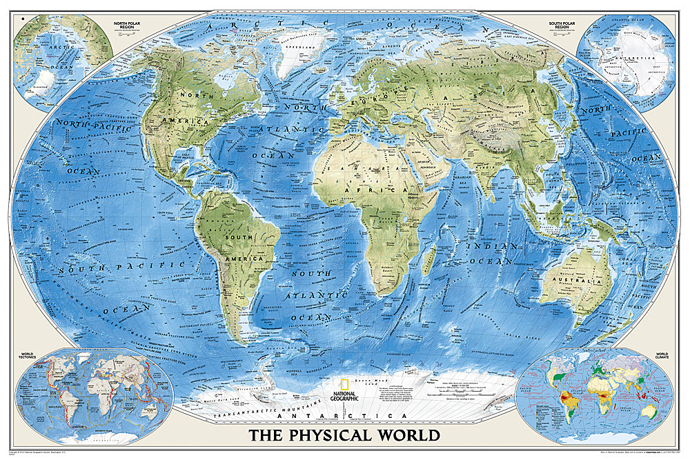 The Physical World Wall Map by National Geographic