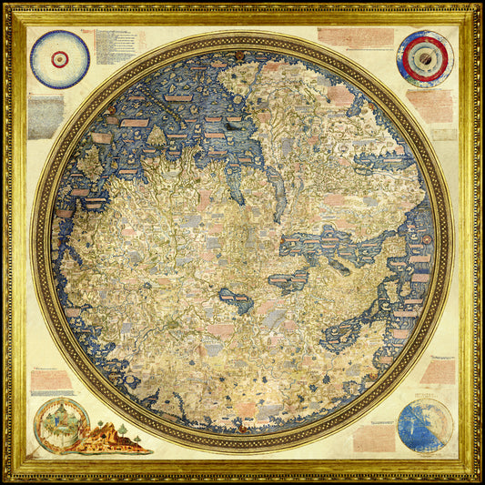 World 1460 Fra Mauro Antique Map Reproduction