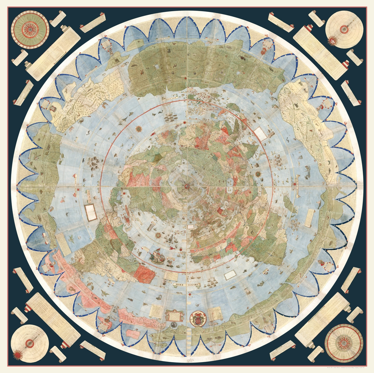 World 1587 Antique Map Reproduction
