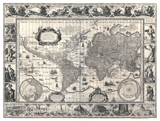 World 1606  Antique Map Reproduction