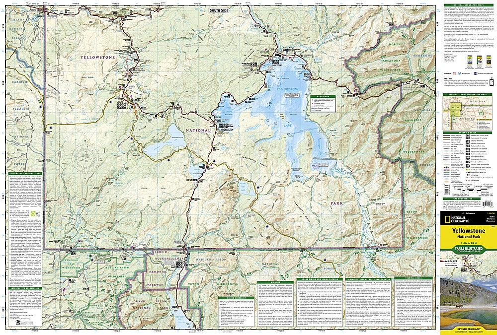 Yellowstone National Park Trails Illustrated Topographic Map #201 - Map Detail