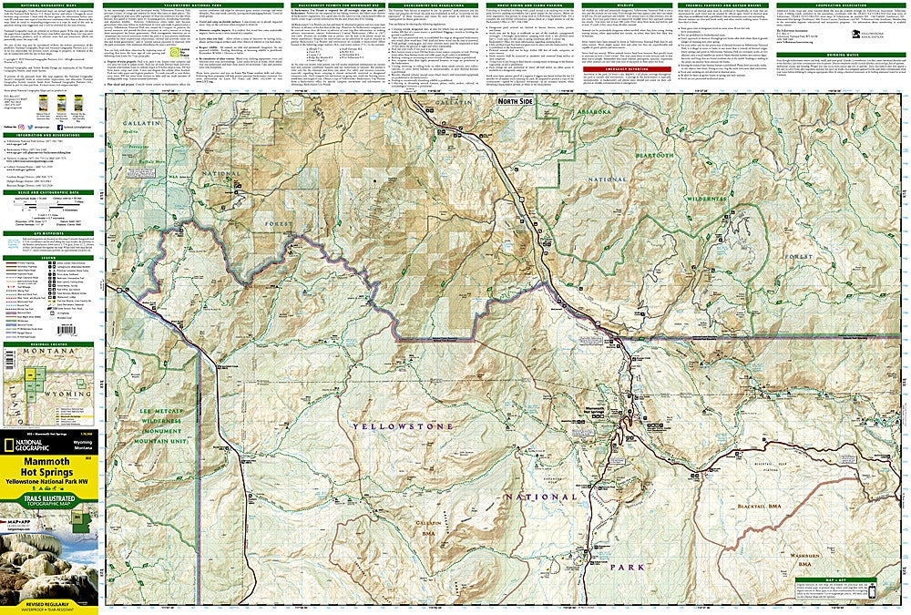 Yellowstone National Park NW (Mammoth Hot Springs) Trails Illustrated Topographic Map #303 - Map Detail