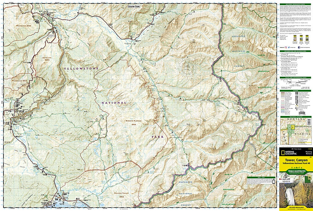 Yellowstone National Park NE (Tower & Canyon) Trails Illustrated Topographic Map #304 - Map Detail
