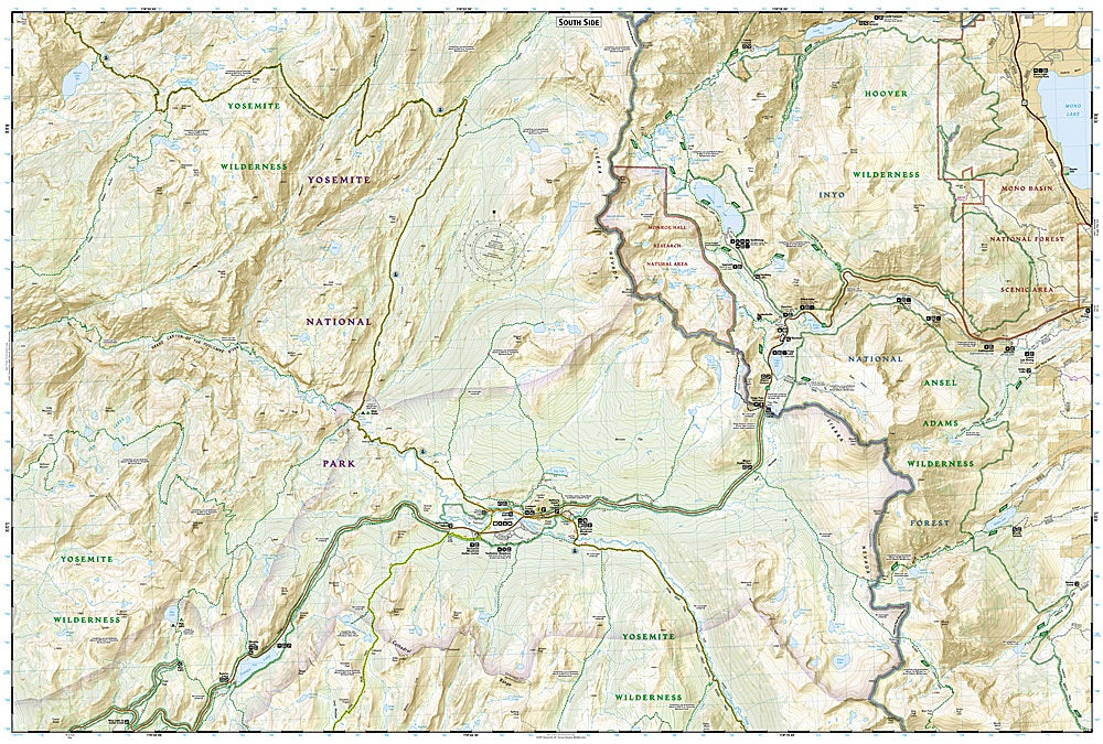 Yosemite National Park NE Trails Illustrated Topographic Map #308 - Map Detail