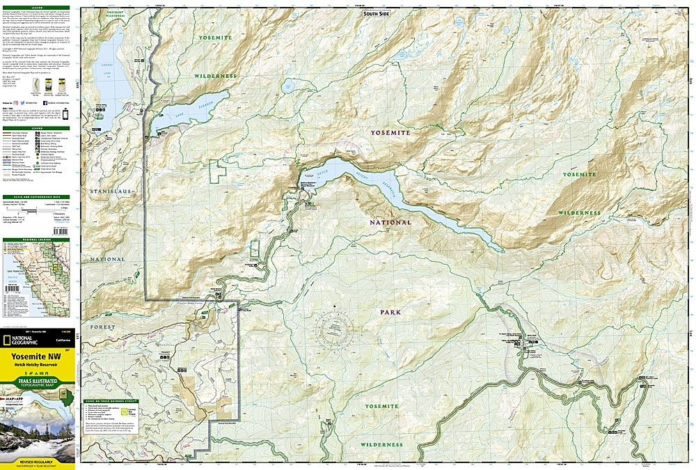 Yosemite National Park NW Trails Illustrated Topographic Map #307- Map Detail
