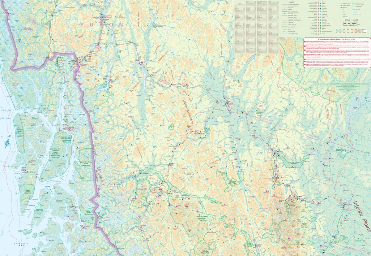 Yukon Territory & British Columbia North Travel & Reference Map by ITMB - BC Map Detail
