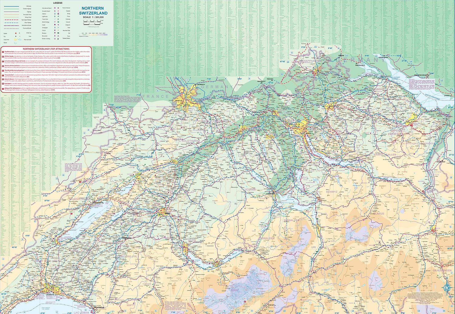 Zurich & Northern Switzerland Travel & Reference Map by ITMB - Regional Map