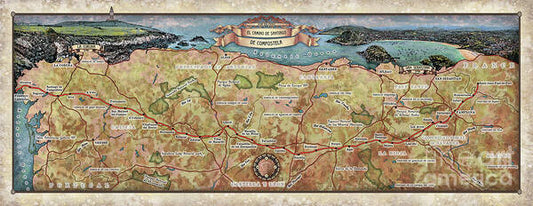 Camino de Santiago Decorative Wall Poster / Map