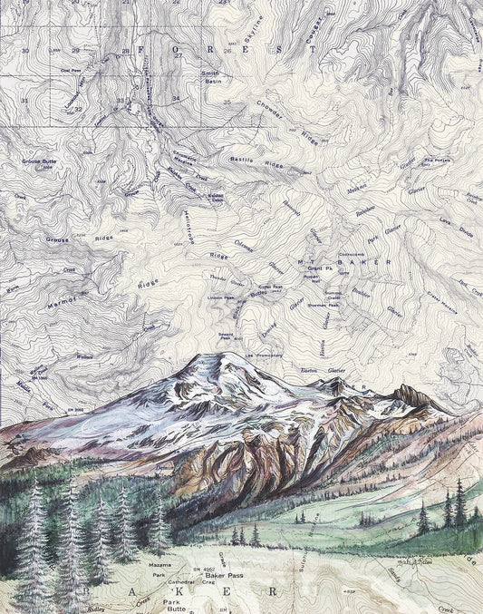 Mt Baker matted print by Final Switchback
